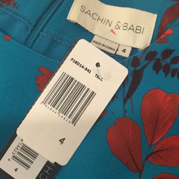 Sachin Babi April Floral Dress w One Draped Sleeve - Picture 16 of 16